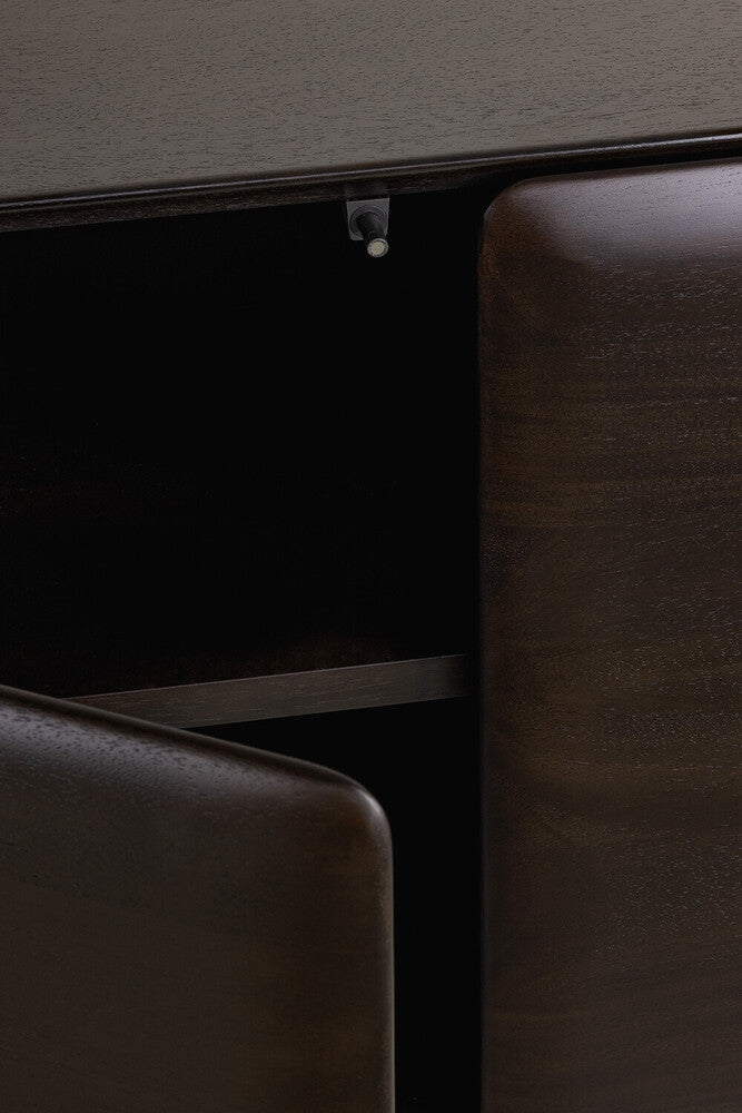 Detail of Ethnicraft PI Light Hanging Sideboard showing the interior shelf