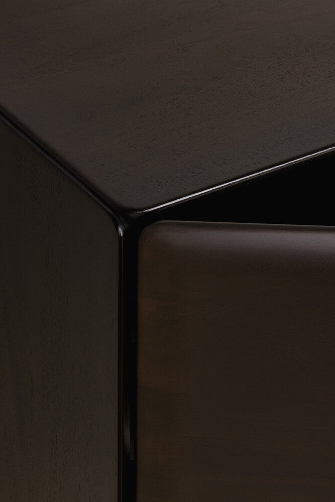 Detail of Ethnicraft PI Light Hanging Sideboard showing the mahogany grain and varnish