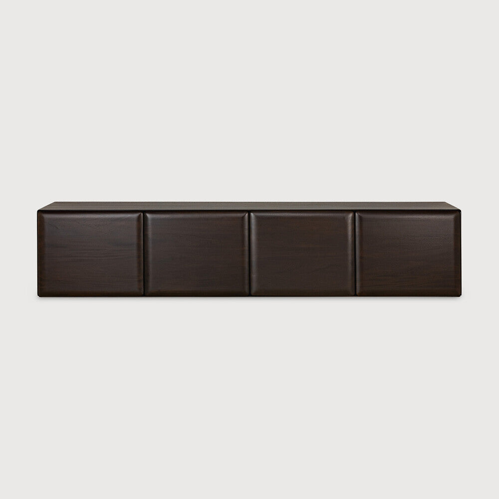 Ethnicraft PI Light Hanging Sideboard in Rose Brown, wall-mounted mahogany with four doors