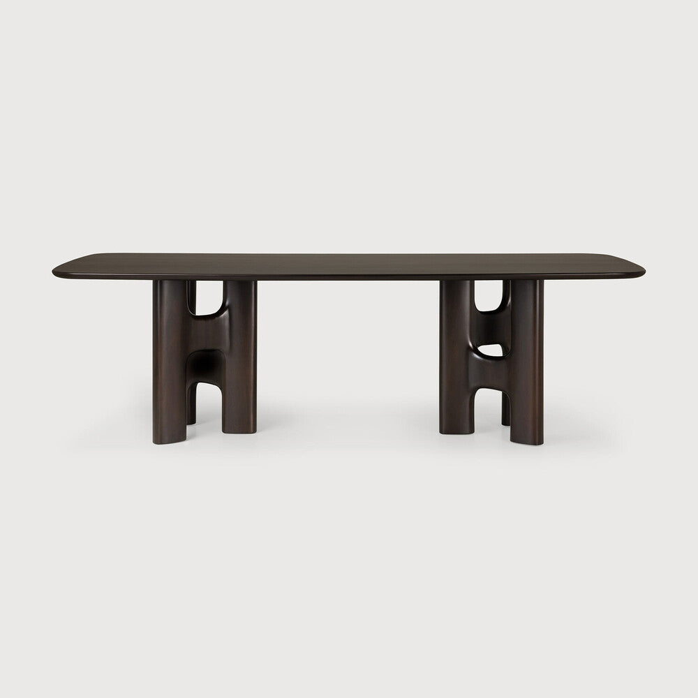 Ethnicraft Flow Dining Table in mahogany styled in a dining room
