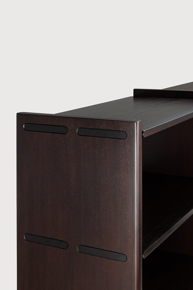 Detail of Ethnicraft Mortise Rack showing the exposed mortise-and-tenon joinery