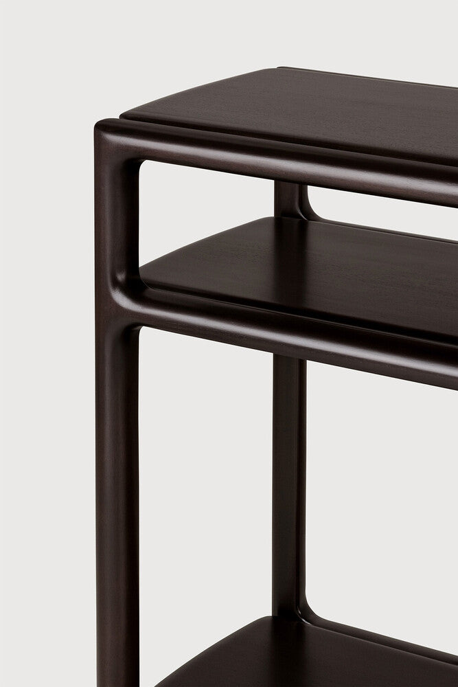 Detail of Ethnicraft Eda Console showing the lower shelf and leg