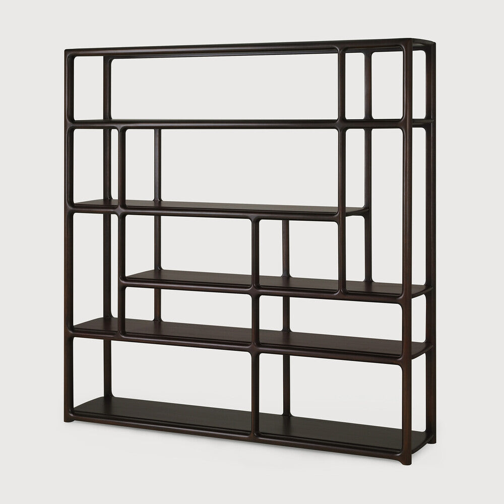 Ethnicraft Eda Rack tall, side view, solid mahogany
