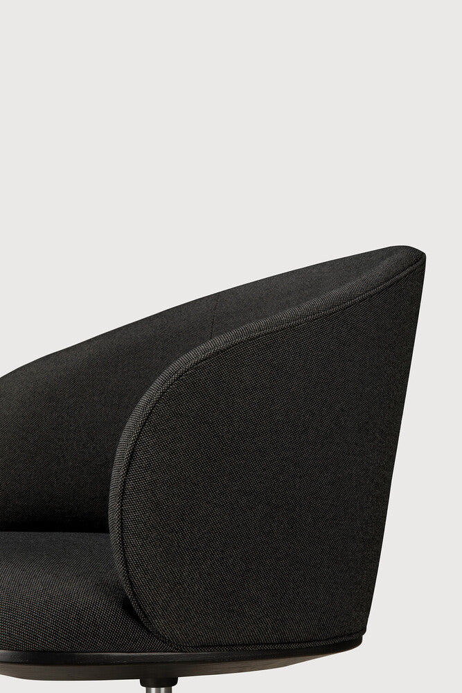 Detail of Ethnicraft Unda Office Chair in Charcoal showing the flat-weave fabric