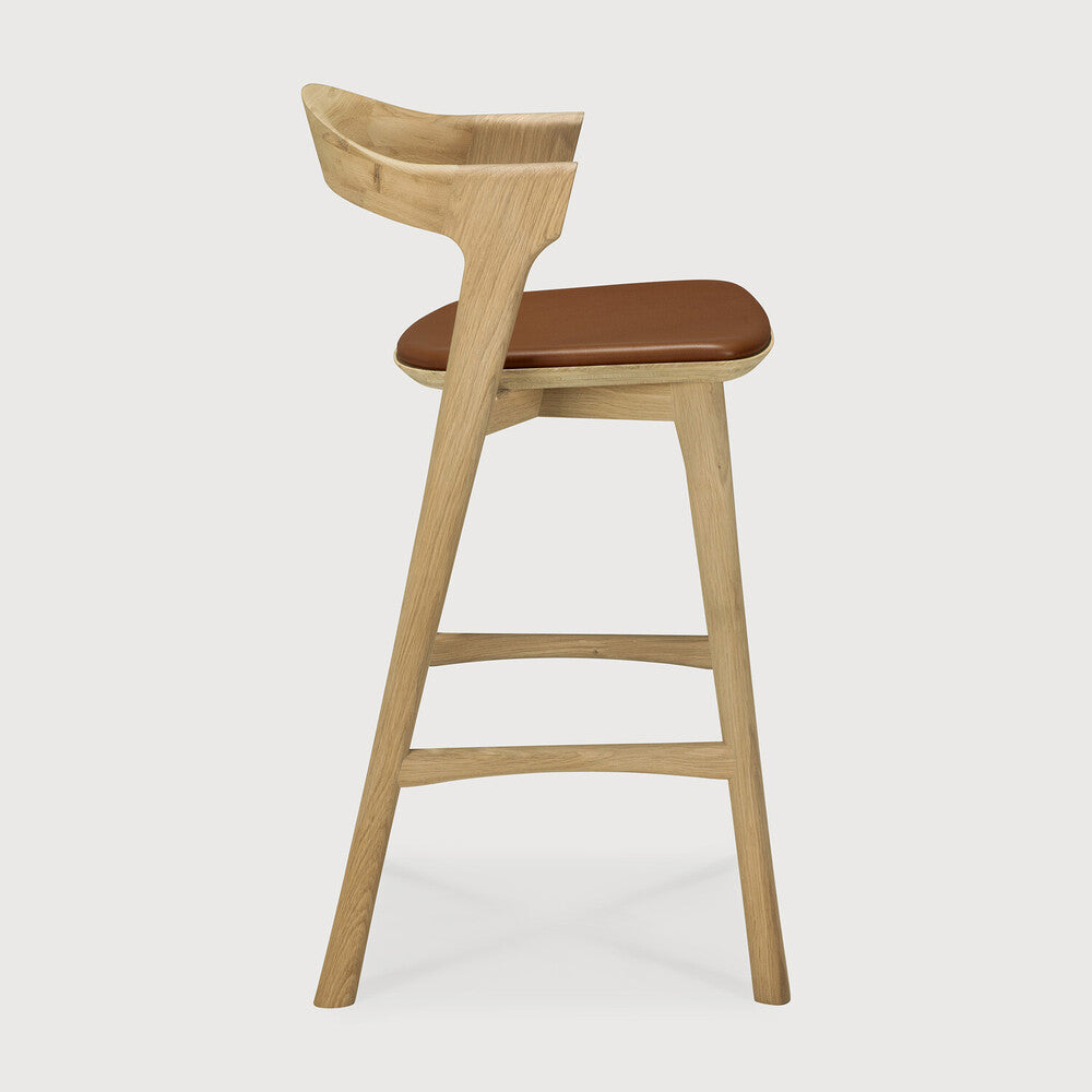 Ethnicraft Bok Counter Stool in oak, FSC-certified solid oak with varnished finish, Belgian solid wood furniture