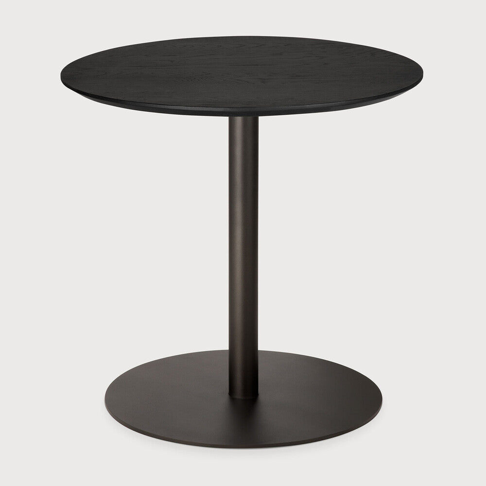 Ethnicraft Blend Lounge Table in Oak Black, black varnished solid oak top on Dark Bronze metal base