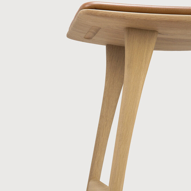Ethnicraft Osso Stool in oak, FSC-certified solid oak with varnished finish