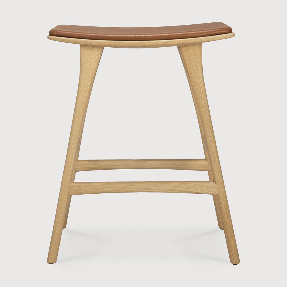 Ethnicraft Osso Stool in oak, FSC-certified solid oak with varnished finish