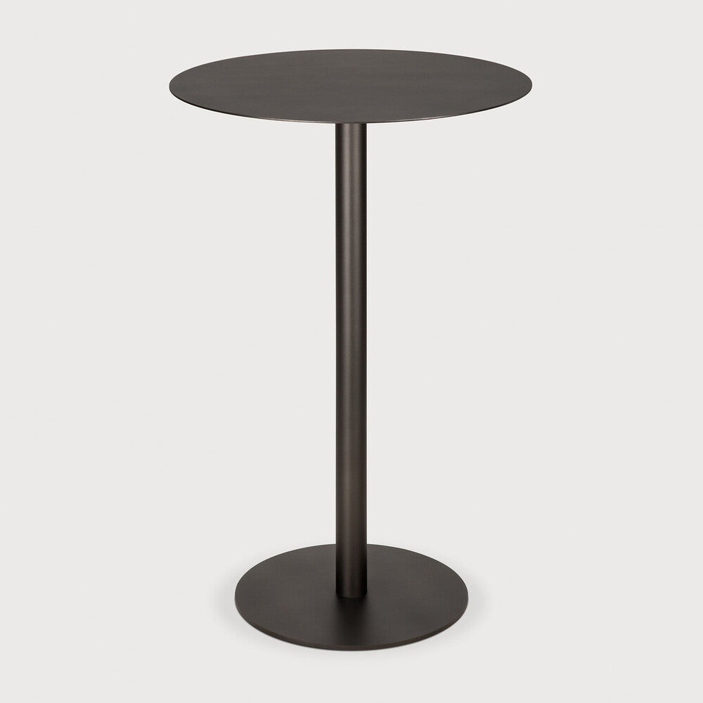 Ethnicraft Blend Bar Table in Dark Bronze Metal, powder-coated metal top and base