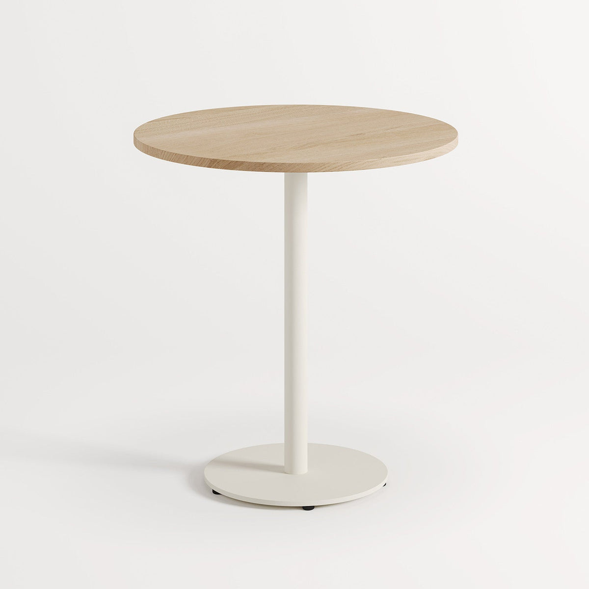 Tiptoe MOKA Bistro Table, round in Cream White, solid oak top on a powder-coated steel base