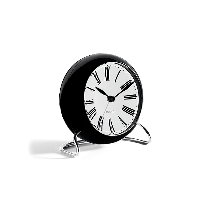 Arne Jacobsen Roman Table Clock White/Black H 4.7in Dia 4.3in