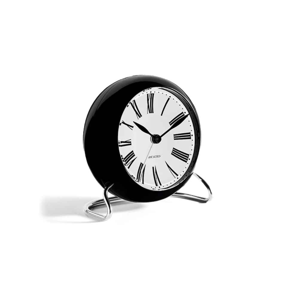 Arne Jacobsen Roman Table Clock White/Black H 4.7in Dia 4.3in