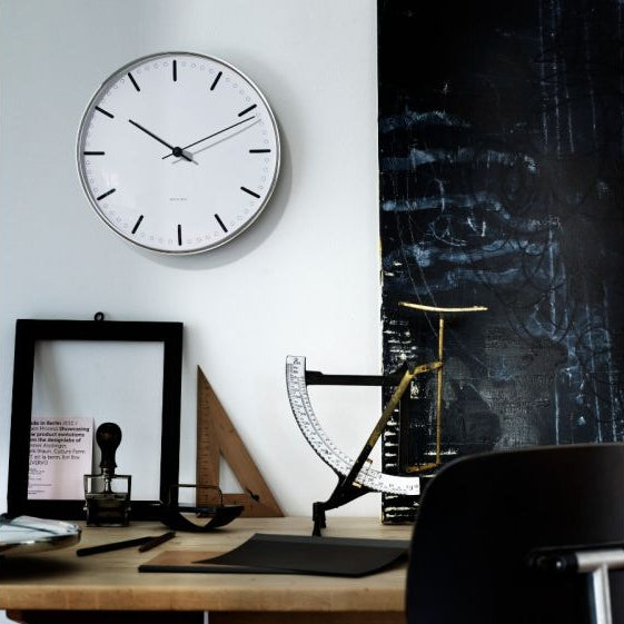 Arne Jacobsen City Hall Wall Clock White/Black
