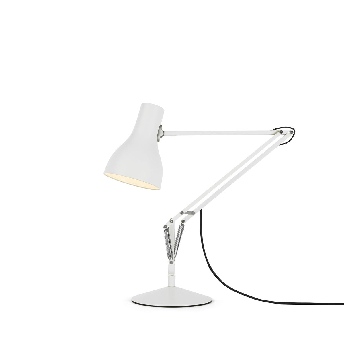 Anglepoise Type 75 Desk Lamp in Alpine White, powder-coated steel desk lamp, designed by Sir Kenneth Grange