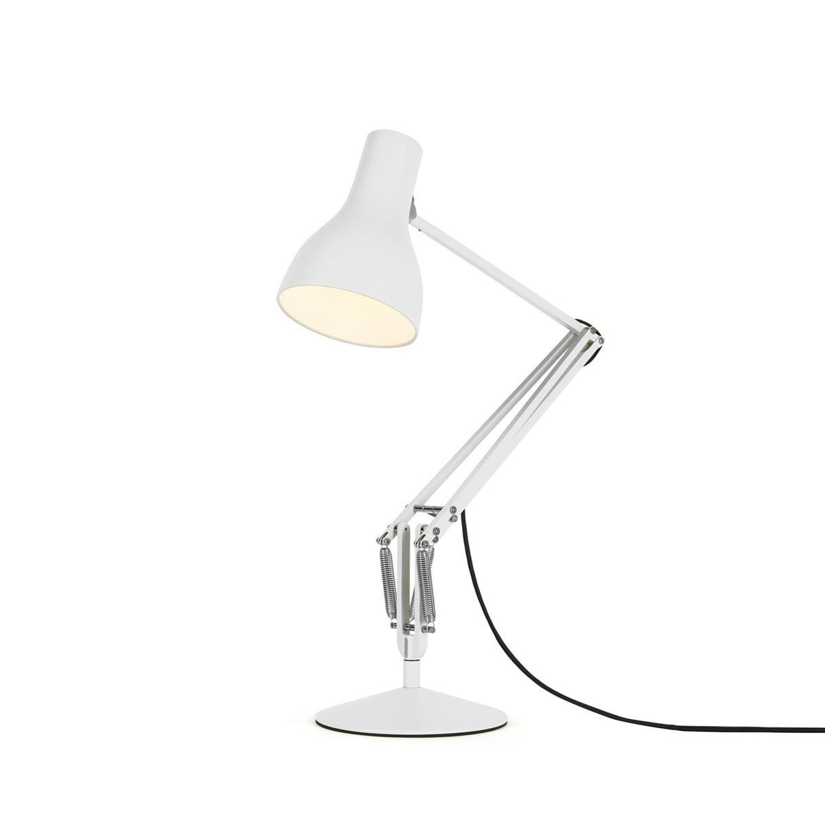 Anglepoise Type 75 Desk Lamp in Alpine White, powder-coated steel desk lamp, designed by Sir Kenneth Grange