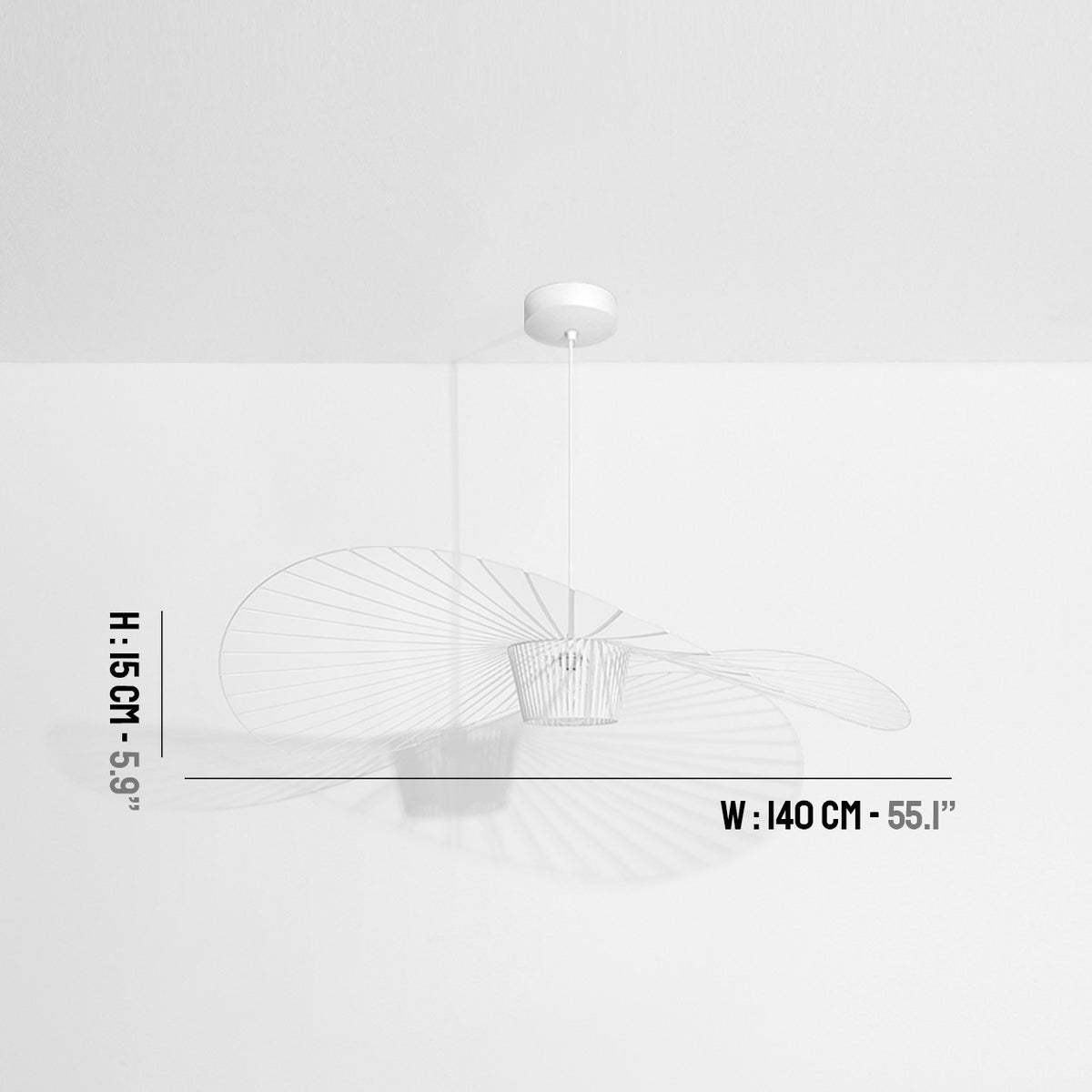 Petite Friture Vertigo Pendant, Medium, in White, 55.1 in (140 cm) wide, fiberglass and polyurethane