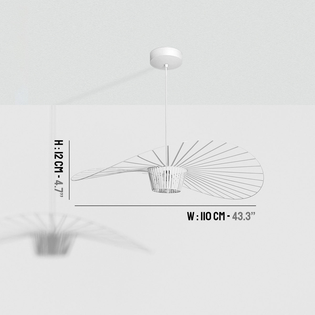 Petite Friture Vertigo Pendant, Small, in White, 43.3 in (110 cm) wide, fiberglass and polyurethane
