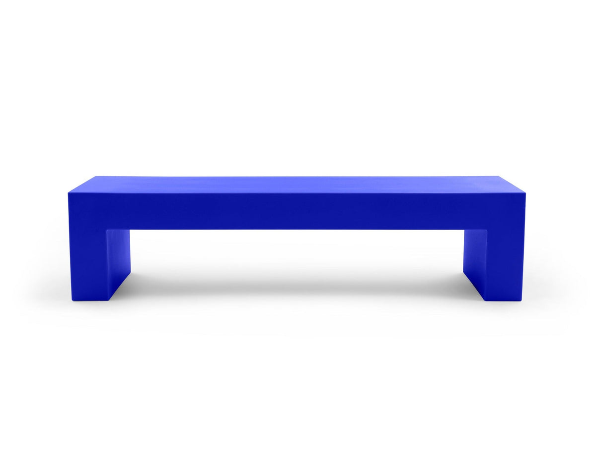 Heller Vignelli Bench, Large 72 in., in Blue, recyclable polyethylene, designed by Massimo Vignelli