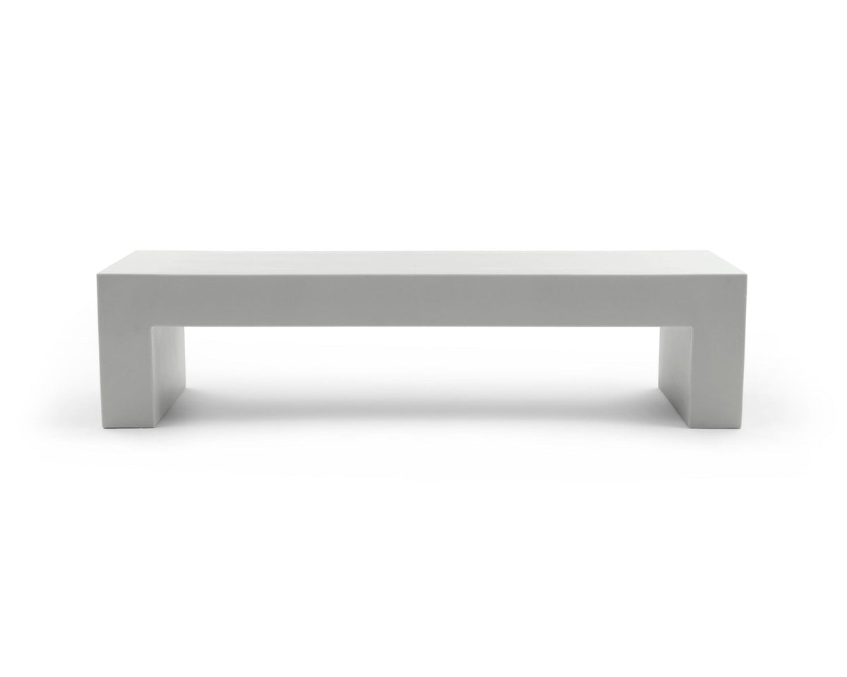 Heller Vignelli Bench, Large 72 in., in Light Grey, recyclable polyethylene, designed by Massimo Vignelli