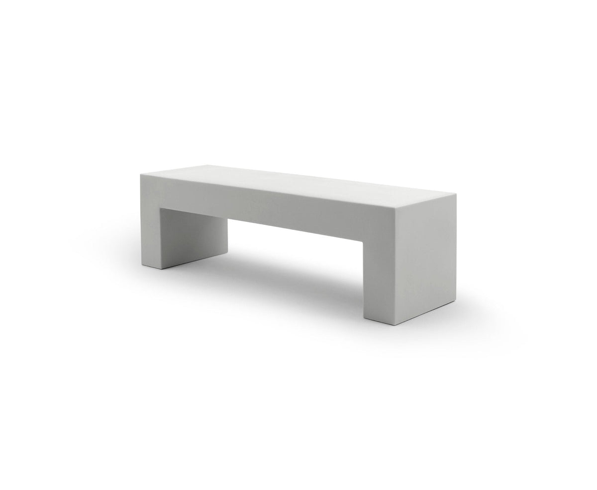 Heller Vignelli Bench, Medium 60 in., in Light Grey, recyclable polyethylene, designed by Massimo Vignelli