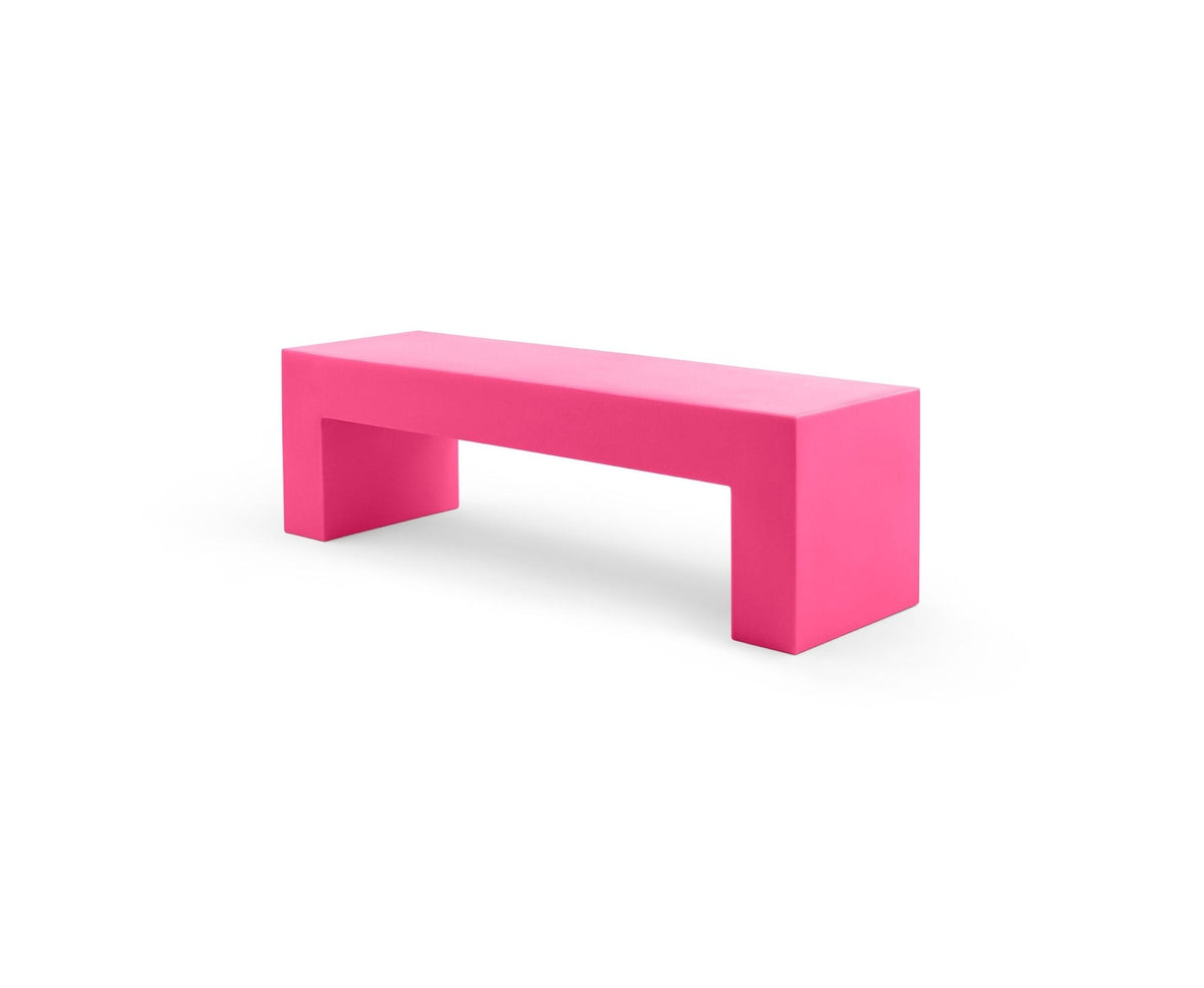 Heller Vignelli Bench, Medium 60 in., in Pink, recyclable polyethylene, designed by Massimo Vignelli
