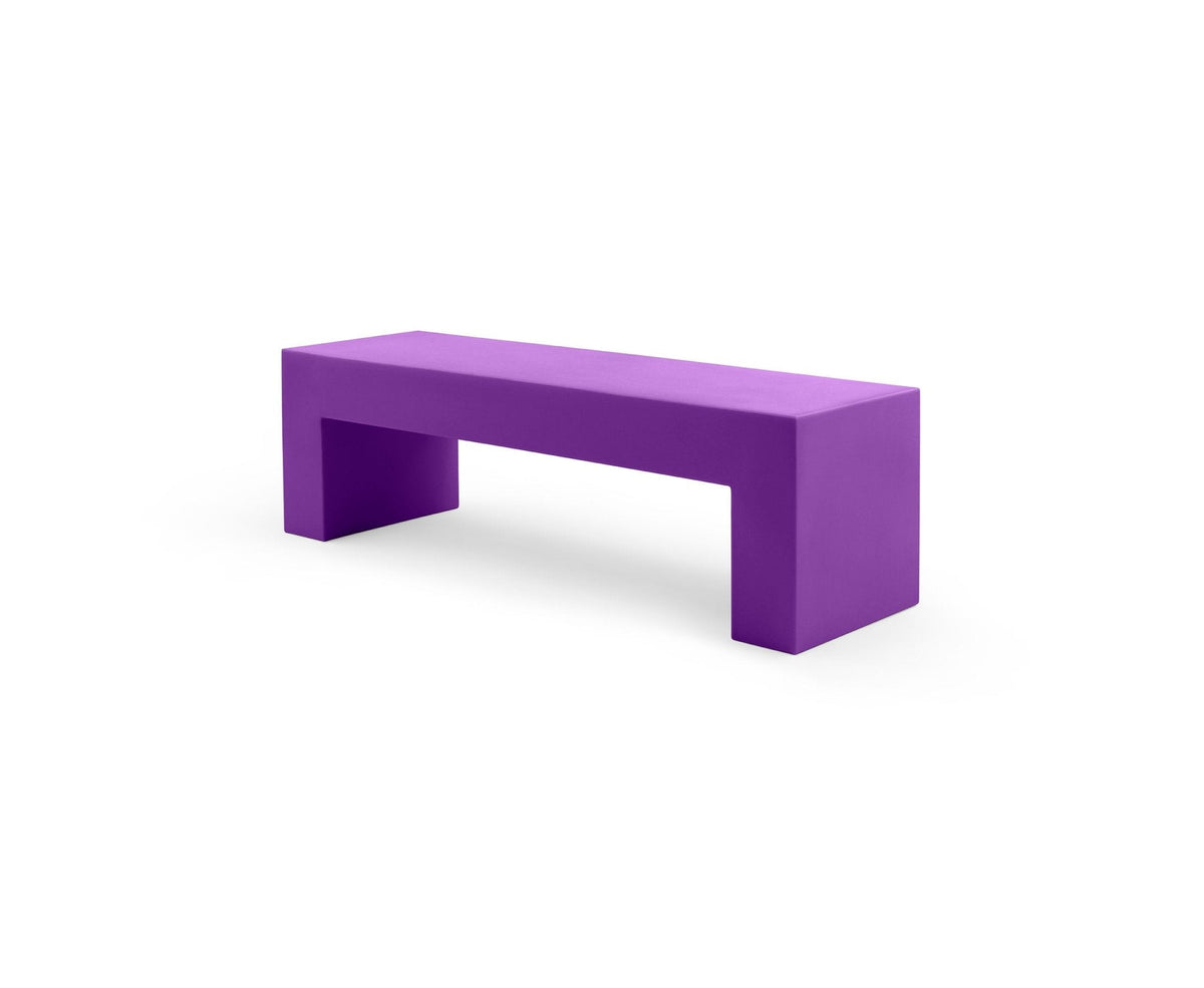 Heller Vignelli Bench, Medium 60 in., in Purple, recyclable polyethylene, designed by Massimo Vignelli