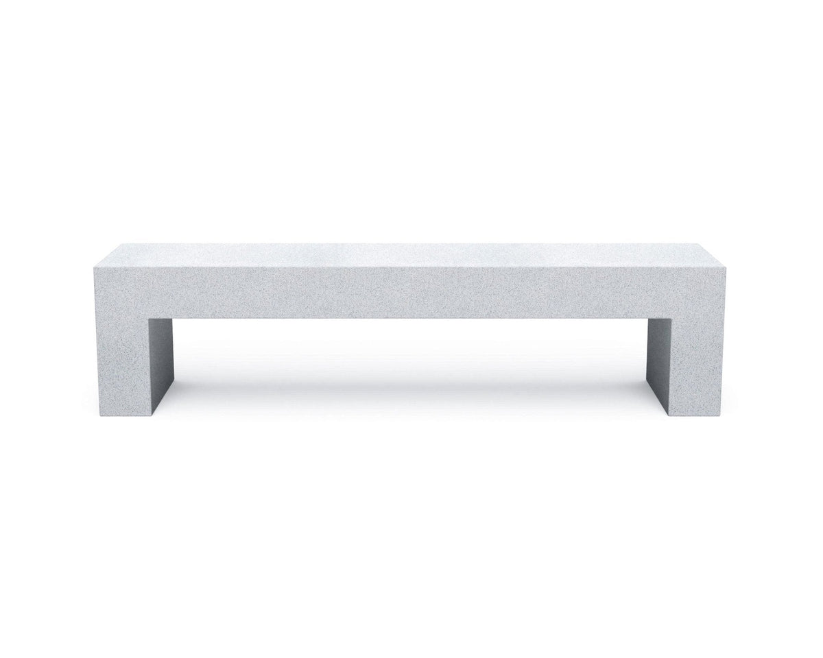Heller Vignelli Bench, Large 72 in., in White Granite, recyclable polyethylene, designed by Massimo Vignelli