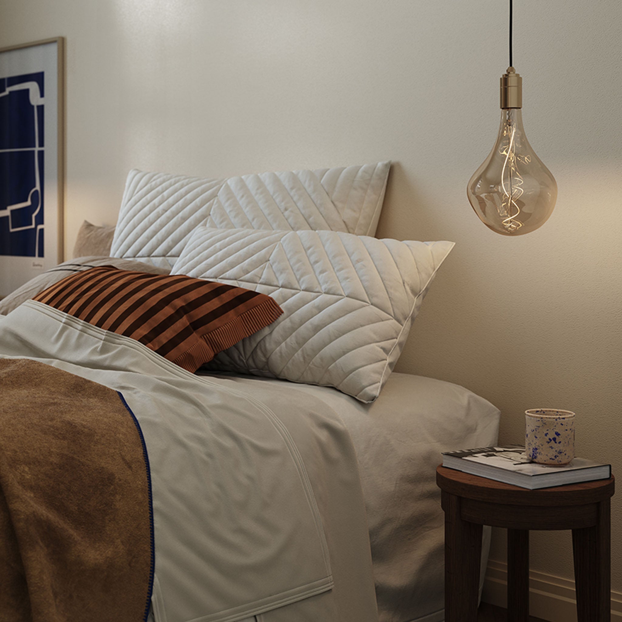 Voronoi II Plug-In Pendant by Tala in Brass — bedroom lifestyle