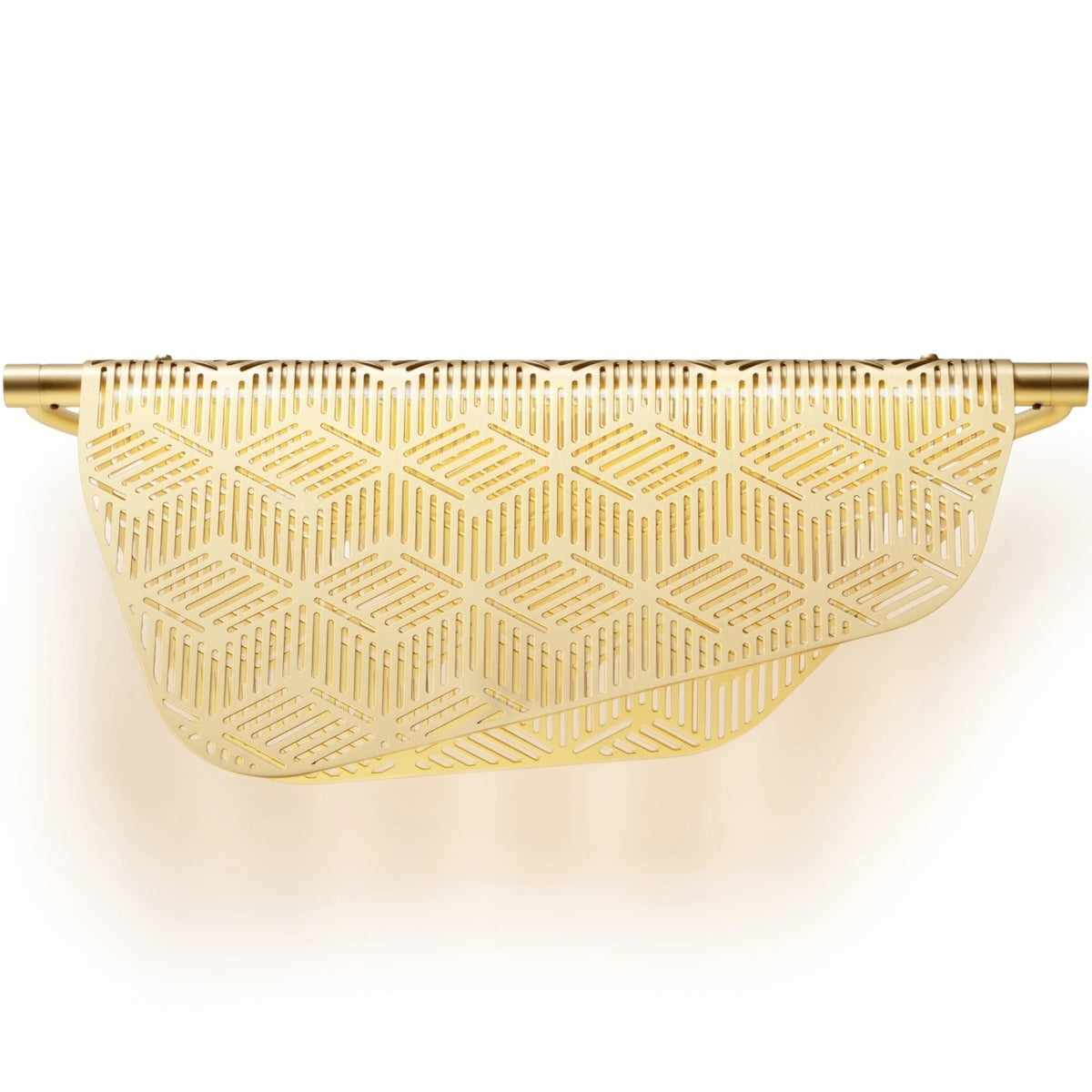 Petite Friture Mediterranea wall lamp in gold, lit, front view